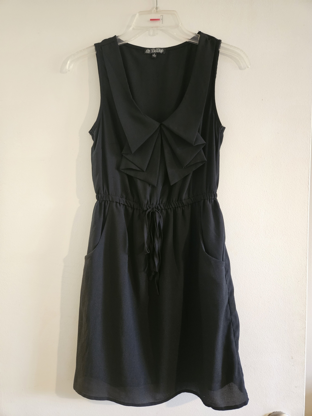 Black Sleeveless with Pockets And Layered Front Bow